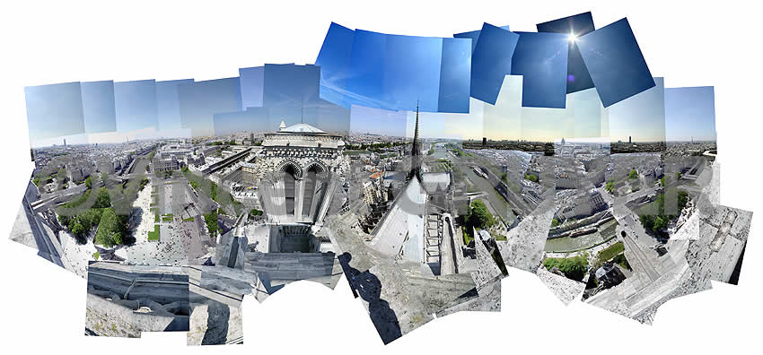 Photographie panoramique Vue depuis les toit de Notre Dame de Paris 33 / 2.35&deg;- 48.85&deg; /16.05.2004 / 13h10-13h30 T.U. Cath&eacute;drale Notre Dame de Paris - 6 place du Parvis de Notre Dame - 75004 Paris- D&eacute;partement de Paris - R&eacute;gion Ile-de-France - France - Europe - H&eacute;misph&egrave;re nord - Terre - Syst&egrave;me solaire - Voie Lact&eacute;e