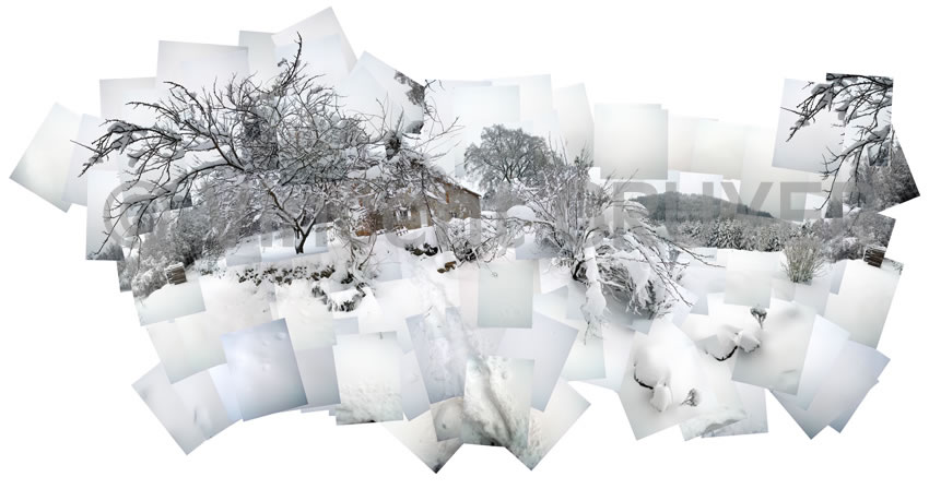 Photographie artistique La Pomme sous la neige - 71 / 4.28&deg;- 45.12&deg; / 27.12.2004 / 11h48 -11h56 T.U. - La Pomme - 43190 Tence - D&eacute;partement de la Haute-Loire - R&eacute;gion auvergne - Massif central France - Europe - H&eacute;misph&egrave;re nord - Terre - Syst&egrave;me solaire - Voie Lact&eacute;e.