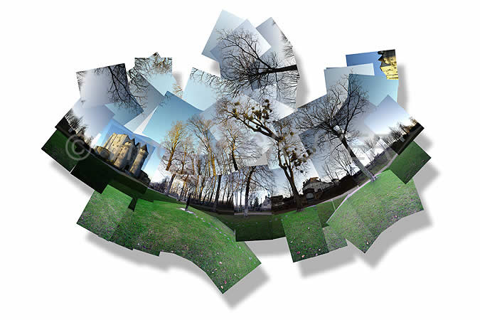 Panoramisches Photo 17/0.83&deg;/48.32&deg;/17.12.2003/09 Uhr 21 - 09 Uhr 30 T.U. Ch&acirc;teau mittelalterliches Heiligen - 28400 Nogent Rotrou - regionaler nat&uuml;rlicher Park der Stange - Eure und Siebenschl&auml;fer - Region zentriert - Frankreich - Europa - Nordhemisph&auml;re - Erde - Sonnensystem - milchiger Weg Ziehen 1/100 - 82 cm x 41 cm - Preise: 225 Euro ohne Rahmen