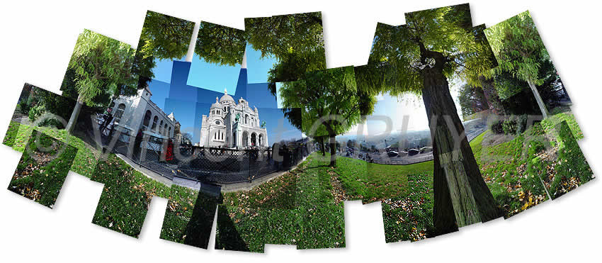 Photo der Basilika Sacr&eacute;-Coeur 2/2.34&deg; - 48.89&deg;/10.11.2003/12 Uhr 13  13 Uhr 52 T.U. Basilique Sacr&eacute;-Coeur - Rue Chevalier de la Barre - Montmartre - 75018 Paris - Ile-de-France - Frankreich - Europa - Erde - Sonnensystem - milchiger Weg Ziehen 1/100 - 82 cm x 36 cm - Preise: 225 Euro ohne Rahmen - Kontakt