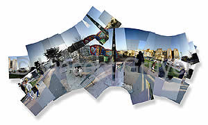 Panoramisches Photo des 16/2.34&deg; - 48.89&deg;/10.12.2003/14 Uhr 34 - 11 Uhr 53 T.U. Platz L&eacute;on Viertel des Tropfens Gold - 75018 Paris - Ile-de-France - Frankreich - Europa - Nordhemisph&auml;re - Erde - Sonnensystem - milchiger Weg Ziehen 1/100 - 80 cm x 49 cm - Preise: 225 Euro ohne Rahmen - Kontakt  
